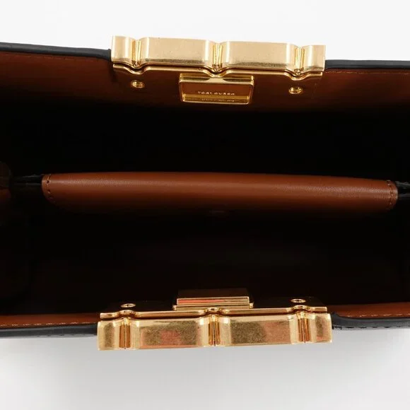 Tory Burch Women's Eleanor Leather Suede Satchel Handbag Black OS - Picture 10 of 12